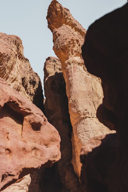 Beautiful rocky cliffs on the desert captured on a sunny day