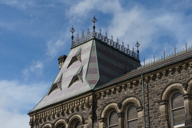 Beautiful roof of a building and a blue sky