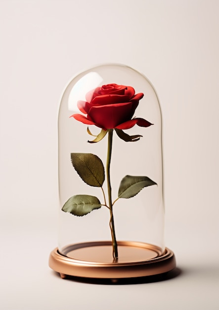 Beautiful rose in glass