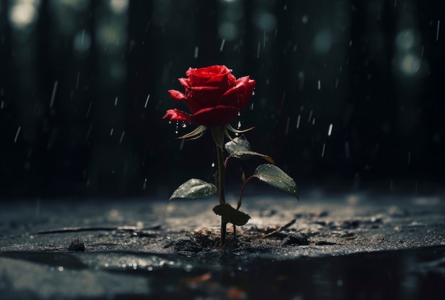 Free photo beautiful rose in rain