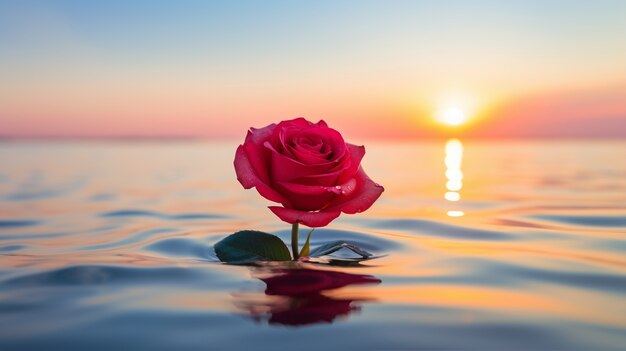 Beautiful rose on water