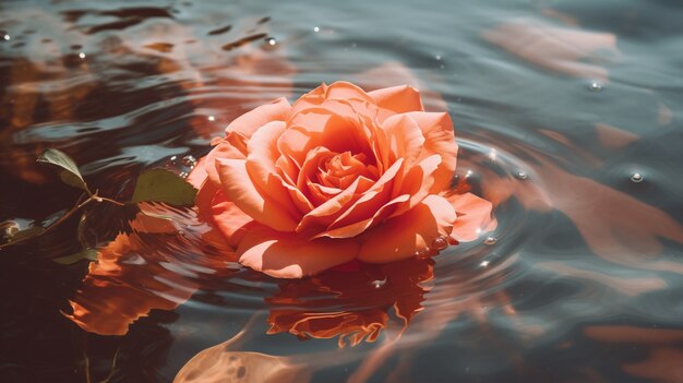 水の上の美しいバラ