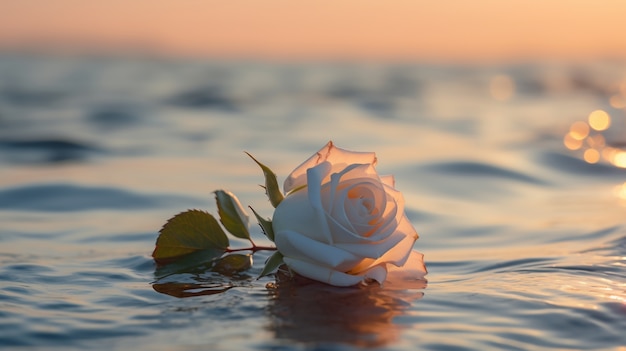 水の上の美しいバラ
