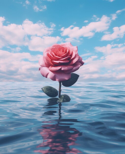 水の中の美しいバラ