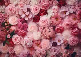 無料写真 美しいバラのアレンジメント上面図