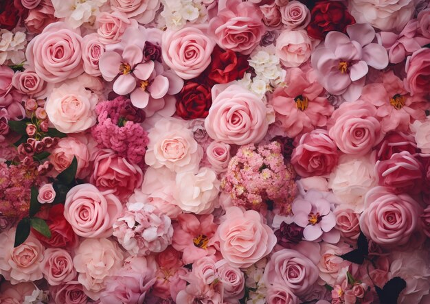 Beautiful roses arrangement top view