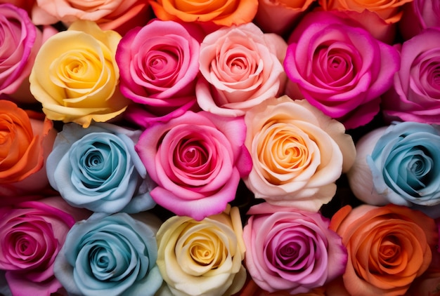 Free photo beautiful roses arrangement top view