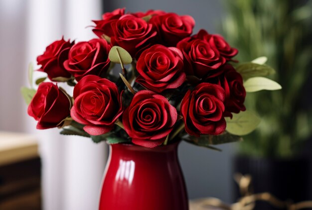 Beautiful roses bouquet indoors