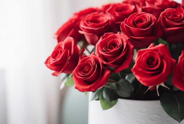 Beautiful roses bouquet indoors