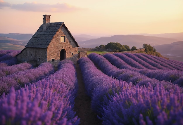 Free Photo beautiful rustic house landscape