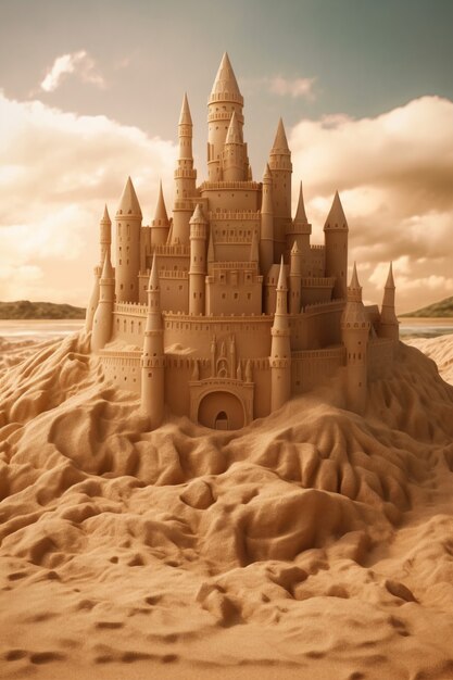 Beautiful sand castle on beach