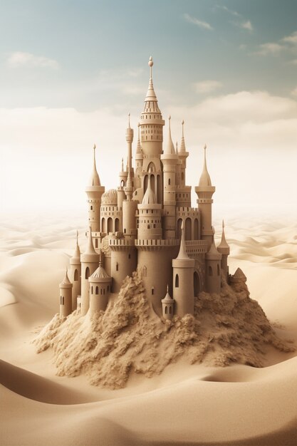 ビーチにある美しい砂の城