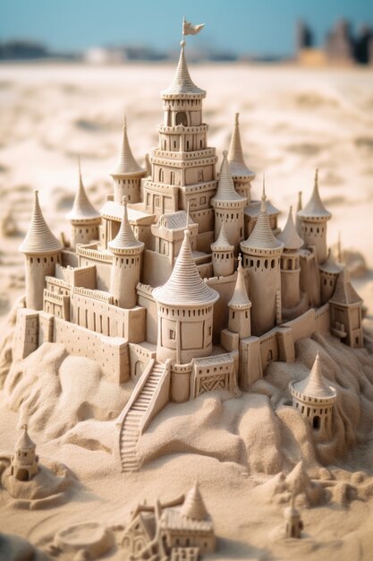 Beautiful sand castle on beach