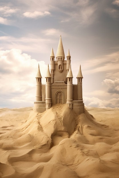 Beautiful sand castle on beach