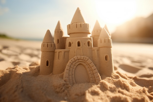 Free photo beautiful sand castle on beach