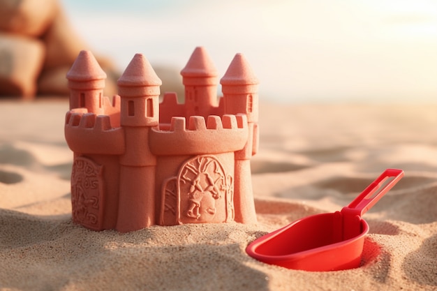 Foto gratuita bellissimo castello di sabbia sulla spiaggia