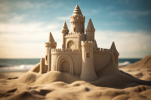 Free photo beautiful sand castle on beach