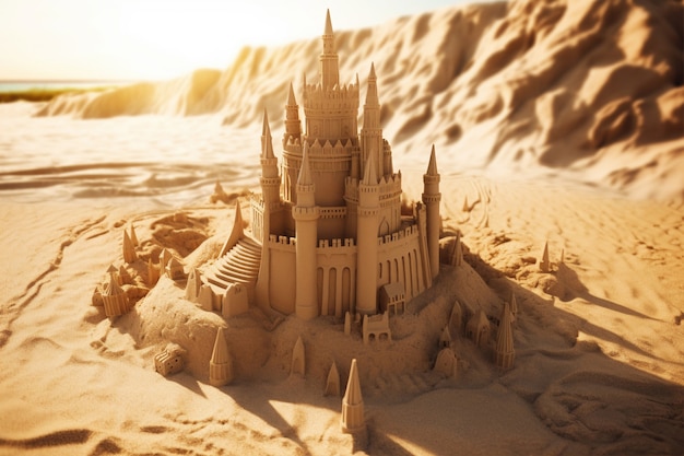 Free photo beautiful sand castle on beach