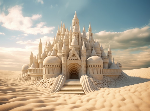 Beautiful sand castle on beach