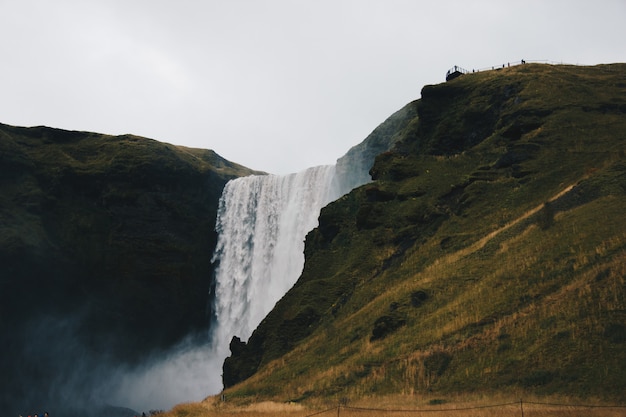 Beautiful scenery of amazing and breathtaking large waterfalls in the wild