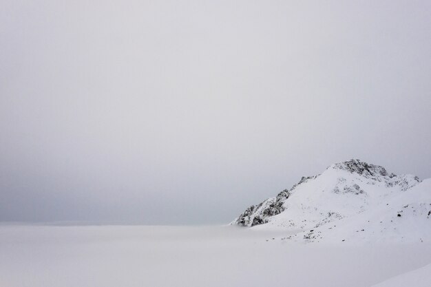 Beautiful scenery of clear white snowy mountains and hills