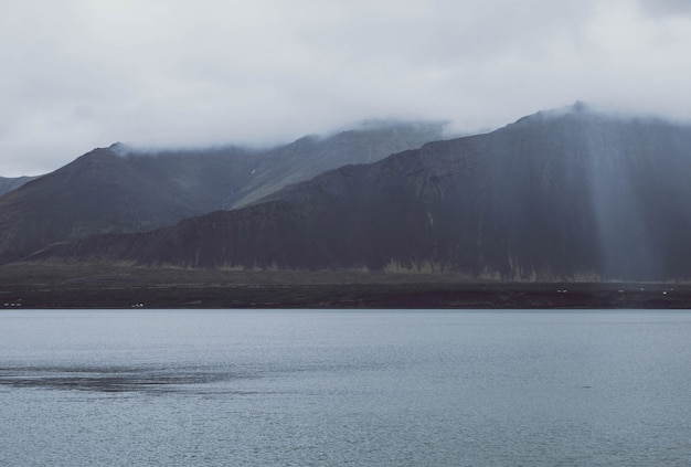 Beautiful scenery of the countryside hills and mountains with lakes and lowlands