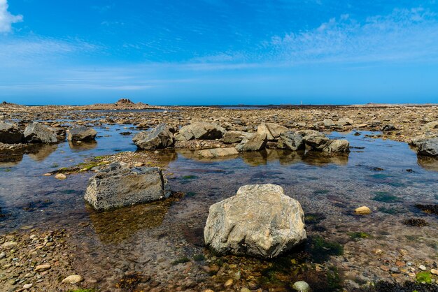 Beautiful scenery of Le gouffre de Plougrescant in Brittany, France