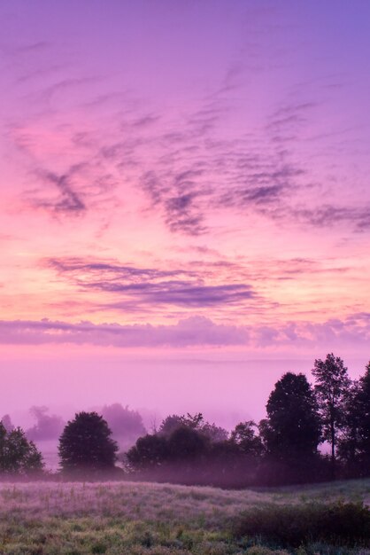 Beautiful scenery of the sunrise in the countryside of Northwest Pennsylvania