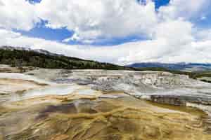 Free photo beautiful scenery of yellowstone national park springs in the united states