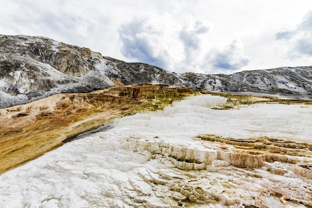 Beautiful scenery of Yellowstone national park springs in the United States