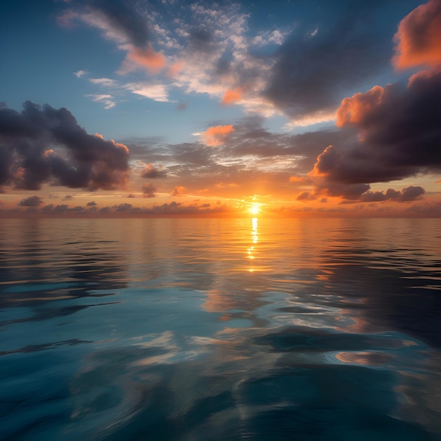 無料写真 美しい海の風景 海の上の夕暮れ 劇的な空