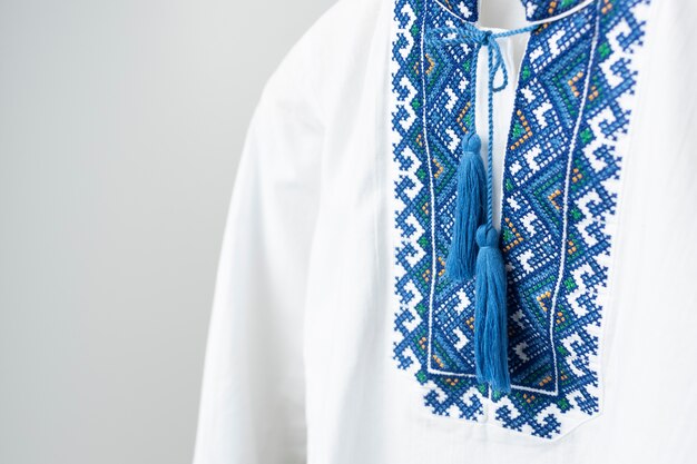 Beautiful shirt with blue embroidery