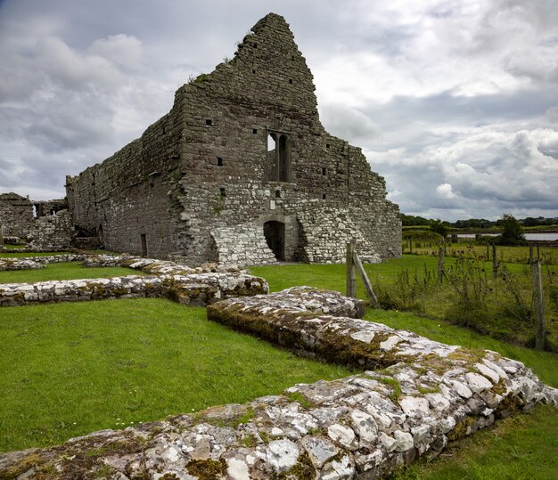 Beautiful shot of church ruins in county mayo, ireland
