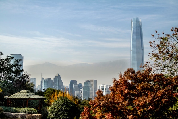 City Buildings Under a Blue Cloudy Sky