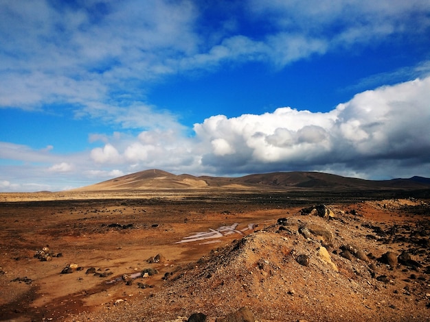 Beautiful shot of clouds and mountains in Rural Park Betancuria Fuerteventura, Spain
