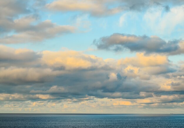 Beautiful shot a cloudy sky in the ocean