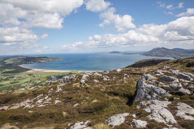 Beautiful shot of coast ahead of a blue ocean