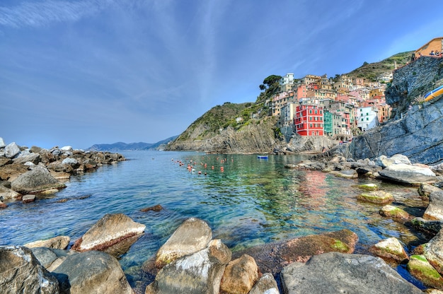 이탈리아 북서쪽에있는 친퀘 테레 해안 지역의 아름다운 샷