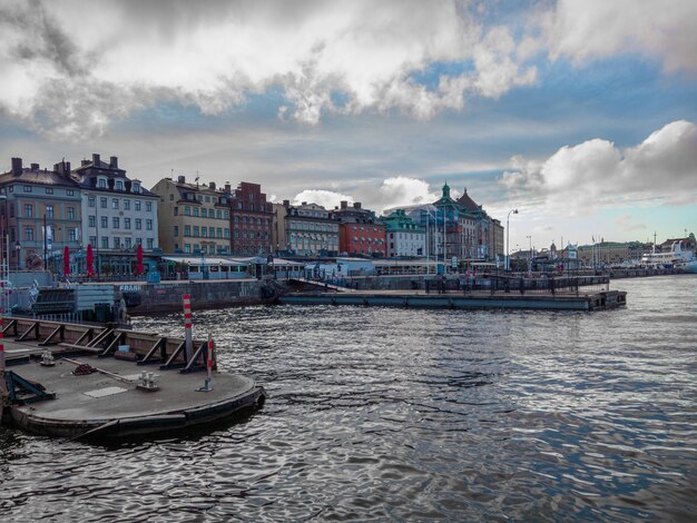 Beautiful shot of colorful buildings on the edge of the sea