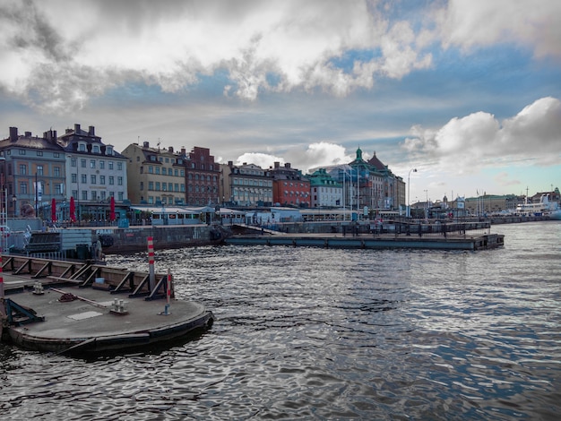 Beautiful shot of colorful buildings on the edge of the sea