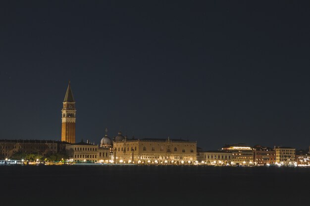 Beautiful shot of the Italy Venice canals at night time