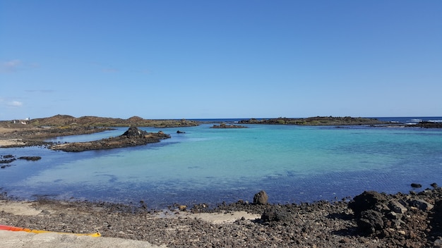 Beautiful shot of La Pared volcanic beach or Playa de La Pared on Fuerteventura