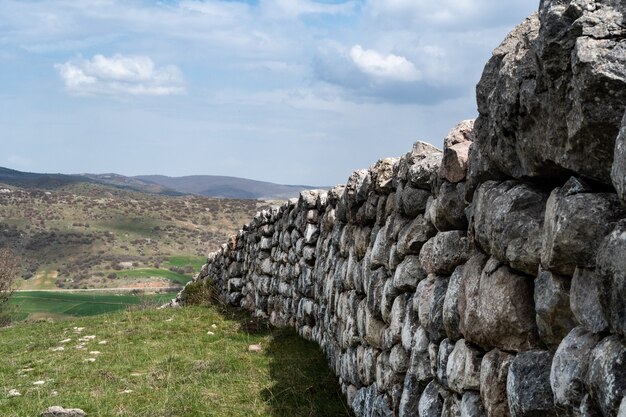 Beautiful shot of old Hittite ancient walls in Anatolia, Corum Turkey