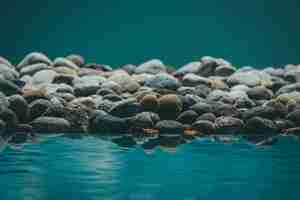 Free photo beautiful shot of resting water reflecting the rocks