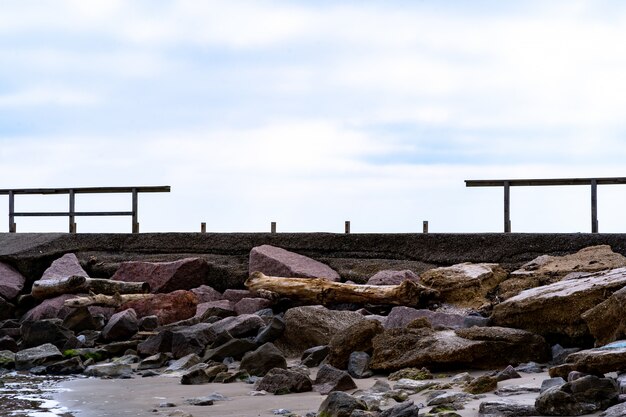 Beautiful shot of a rocky coastline during a sunny day