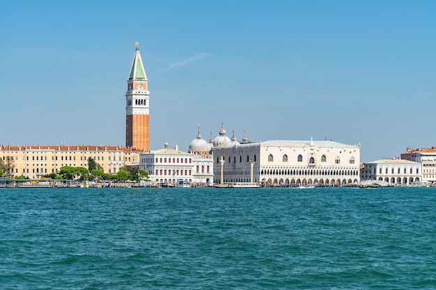 Beautiful shot of St. Mark campanile and Doge Palace in Venice, Italy