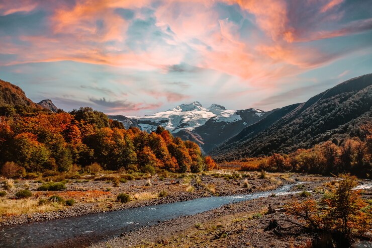 Free Photo beautiful shot of a wild landscape at sunset