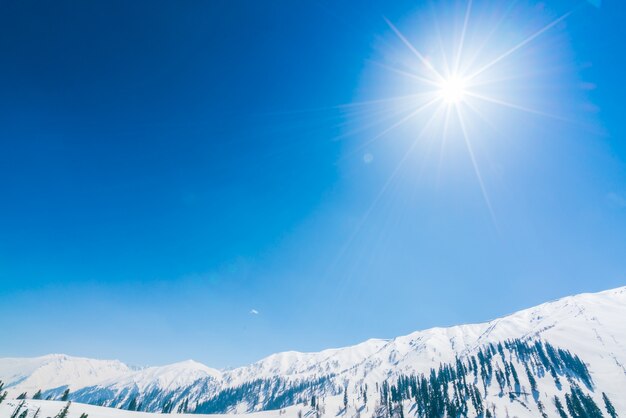 Beautiful  snow covered mountains landscape Kashmir state, India .