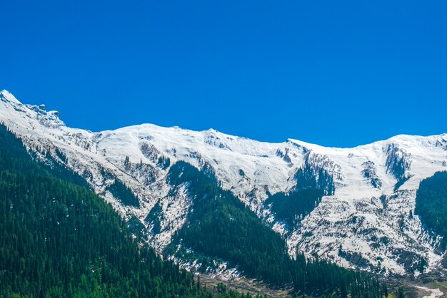 Beautiful  snow covered mountains landscape Kashmir state, India .