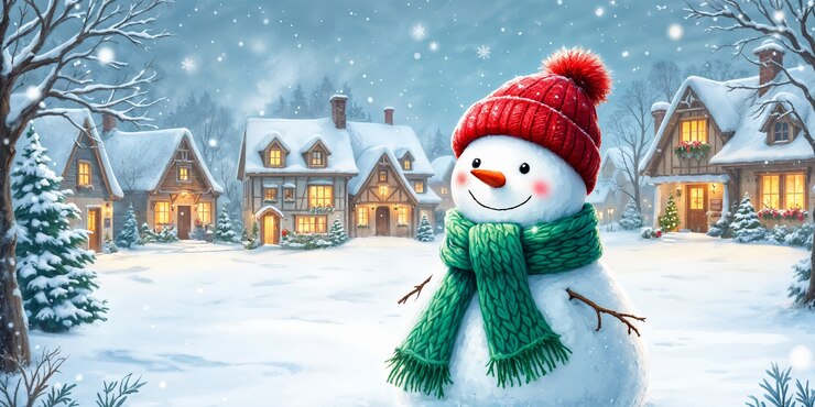 Free Photo beautiful snowman in winter landscape